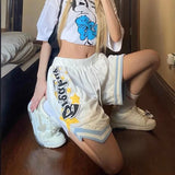 Ouzey Letter printed basketball shorts women's 2025 summer ins loose casual all-match five-point high waisted shorts women's