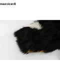 Ouzey Winter Colorful Multicolored Thick Warm Shaggy Hairy Maxi Faux Fur Coat Women Sashes Chic Long Furry Overcoat 2025