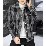 Ouzey 2024 Autumn and Winter New Polo Collar Plaid Vintage Upscale Cotton Thickened Coat Men's Casual Versatile Top Jacket M-4XL