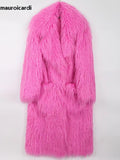 Ouzey Winter Thick Warm Shaggy Hairy Fluffy Long Faux Fur Coat Women Pockets Loose Casual Chic Luxury Furry Overcoat 2025