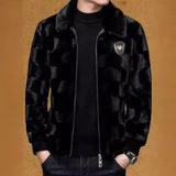 Ouzey 2024 New Men's Overcoat Jacket Faux Fur Jacket Haining Leather Loose Fit Winter Style Coat Ruffed Fur