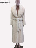 Ouzey Winter Long Fluffy Thick Warm Soft Hairy Faux Tuscany Fur Coat Women Shawl Collar Elegant Luxury Designer Clothes