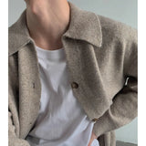 Ouzey 2024 Autumn New Trendy Knitted Sweater Cardigan Jacket Loose-Fit V-Neck Pullover Soft And Supple For Men And Women