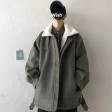 Ouzey 2024 New Lifestyle Cotton Coat Jacket For Men Casual Lamb Woollapel One-Piece Leather Winter Loose Fit US(Origin) Mainland Origin