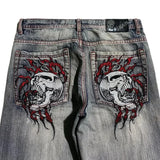 Ouzey 90s Streetwear Goth Hip Hop Oversized Skull Embroidery Pattern Y2k Baggy Jeans New Men and Women Straight Black Jeans Retro Casual Denim Pants