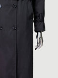 Ouzey Spring Autumn Long Black Hard Waterproof Trench Coat for Women Belt Double Breasted Loose  Casual Luxury Overcoat