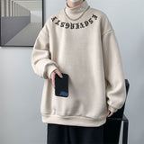 Ouzey Suede sweatshirt for men and women in autumn and winter heavyweight half turtleneck plus velvet thickened oversize jacket tops