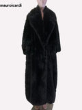 Ouzey Winter Oversized Thick Warm Soft Black Shaggy Maxi Faux Fur Coat Women Loose Casual Floor Length Furry Overcoat 2025