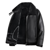 Ouzey 2024 New Men's Fleece-lined Thickened Leather Jacket Autumn/winter Style Sheep Fur Integrated Jacket Loose Fit