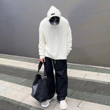 Ouzey 90s Streetwear Street Harajuku Casual Hoodie Twist Knitted Sweater Men Autumn and Winter New Men Women Hip Hop Long Sleeved Pullover Clothes