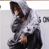 Ouzey 90s Streetwear Y2k Oversized Hoodie Hip Hop Punk Tie Dye Sports Long Sleeved Hoodie Printed Pullover Couple Sweatshirt Jacket Goth Streetwear