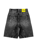 Ouzey PROTECT New Jean Shorts Men Women Gothic Casual Letter Graphic Embroidered Denim Shorts Harajuku Sport Straight Baggy Gym Shorts