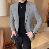 Ouzey 2024 Trendy Men's Blazer Personality High quality Fashion Houndstooth Plaid Suit Men's Youth Korean Edition Casual Top M-4XL