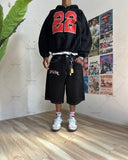 Ouzey Hip-hop Trend Brand Streetwear Five-quarter Pants Gothic Punk Anime Print Baggy Jeans Men Y2K Harajuku Fashion Casual Shorts