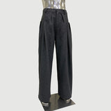 Ouzey Spring Long Grey Loose Warm Casual Flowy Wide Leg Woolen Pants Men High Waist Luxury Designer Black Clothes 2025