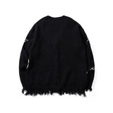 Ouzey 90s Streetwear Hip hop Goth Hole V Neck Sweater Jacket for Men and Women Autumn and Winter New Harajuku Retro Couple Knitted Cardigan Sweaters