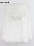 Ouzey Winter Oversized White Thick Warm Shaggy Hairy Faux Fur Coat Women with Hood Loose Fluffy Jacket Furr Cardigan 2025