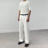 Ouzey New White Denim Men's Spring and Autumn Loose Style Japanese Fit Washing Vintage Casual Wy-drag Long Pants that's it.