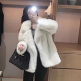 Ouzey Spring Winter Loose Casual Thick Warm Soft Hairy Shaggy Faux Fur Coat Women Luxury Fluffy Jacket Furry Cardigan 2025