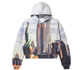 Ouzey 90s Streetwear Y2k Retro Harajuku Statue of Liberty Pattern Hoodie Fashion Casual Long Sleeved Zipper Sweatshirt Men and Women Pullover Hoodies