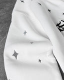 Ouzey 90s Streetwear Harajuku Fashion White Hoodies Letter Star Embroidery Pattern Loose Casual Long Sleeve Sweatshirt Men Clothing Versatile Hoodie