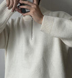 Ouzey 5555 KNITTED HALF TURTLENECK COLLAR HALF ZIP-UP SWEATER