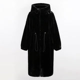 Ouzey Winter Long Oversized Windproof Thick Warm White Faux Fur Coat Women with Hood Zip Up Loose Casual Korean Fashion