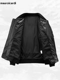 Ouzey Spring Autumn Oversized Cool Pu Leather Bomber Techwear Jacket Men with Many Pockets Luxury Designer Clothes 2025