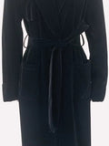 Ouzey Spring Black Long Soft Velvet Trench Coat for Women Shawl Collar Sashes Elegant Luxury Designer Clothes Overcoat