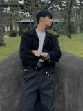 Ouzey Spring Autumn Blue Lightweight Men Jacket with Long Sleeve Zipper Loose Casual Simple Korean Style Fashion 2025