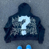 Ouzey 2025 American retro hoodie question mark letter zipper hoodie streetwear oversized harajuku y2k top casual hoodie sweatshirt