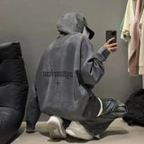 Ouzey Autumn and winter new heavyweight loose and thick hooded suede pullover American retro trendy brand sweatshirt for men and women