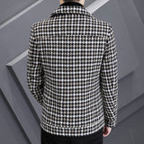 Ouzey 2024 Autumn Winter Plaid Woolen Jackets Men Korean Thickened and Warm Trench Coat Casual Business Social Streetwear Overcoat