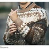 Ouzey Ferro Jacquard Christmas Sweater For Men Japanese Vintage Lazy High-end Feel Inner Winter Knitted Top Crew Neck