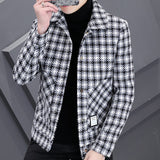 Ouzey 2024 Autumn Winter Plaid Woolen Jackets Men Korean Thickened and Warm Trench Coat Casual Business Social Streetwear Overcoat