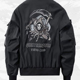 Ouzey Hot selling skull embroidery men jacket motorcycle clothes Baseball uniform handsome outdoor harajuku streetwear 2025 new tops