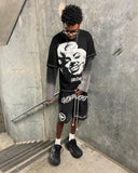 Ouzey 2024 Street Hip-hop Trendy Brand Clothing Tops Gothic Punk Portrait Print Fake Two-piece Men Y2K Harajuku Retro Casual Pullover