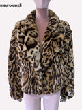 Ouzey Spring Winter Short Thick Warm Colorful Leopard Print Faux Fur Coat Women Loose Luxury Fluffy Jacket Furry Cardigan