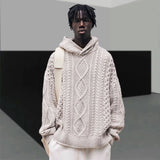 Ouzey 90s Streetwear Street Harajuku Casual Hoodie Twist Knitted Sweater Men Autumn and Winter New Men Women Hip Hop Long Sleeved Pullover Clothes