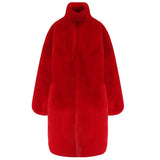 Ouzey Winter Long Oversized Red Thick Warm Soft Fluffy Faux Rex Rabbit Fur Coat Women Loose Casual Korean Fashion 2025