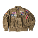 Ouzey 2024 Embroidered Military Patches vintage men thin clothes brands Top gun MA1 bomber flihgt jacket pilot coat windbreaker