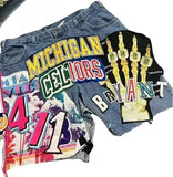 Ouzey 90s Streetwear Hip Hop Gothic Patchwork Y2K Denim Shorts Mens Womens Harajuku Baggy Sweatpants High Waist Casual Gym Shorts Streetwear