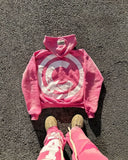 Ouzey dandys world American High Street Hip-Hop Letter Patch Embroidery Oversized Pink Zipper Hoodie Women's Y2K Harajuku Gothic Couple Sweatshirt