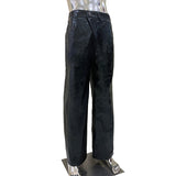 Ouzey Spring Long Black Faux Leather Pants Men High Waist Luxury Designer Pleated Pu Leather Straight Trousers Clothes