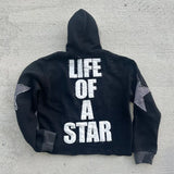 Ouzey dandys world Fall/Winter 2025 New American Retro Trend Letters Star Embroidery Oversize Hoodie Men's Y2K Harajuku Hip-Hop Gothic Casual Coat