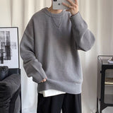 Ouzey Winter solid color round neck sweater for men, handsome Korean style loose men's sweater, trendy student bottoming shirt, thick