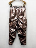 Ouzey Spring Colored Loose Shiny Reflective Patent Faux Leather Harem Pants Men Luxury Designer Y2K Clothes Trousers 2025