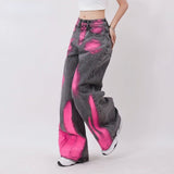 Ouzey 90s Streetwear Streetwear Baggy Jeans Women Creative Graffiti Casual Versatile Wide Leg Pants Y2k Jeans Woman High Waist Hip Hop Denim Trousers