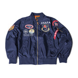 Ouzey 2024 Embroidered Military Patches vintage men thin clothes brands Top gun MA1 bomber flihgt jacket pilot coat windbreaker