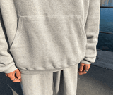 Ouzey 3135 GRAY KNITTED HOODIE AND WIDE SWEATPANTS (TOP & BOTTOM)